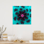 Poster Turquoise coloré, rose et noir fractal (Cuisine)