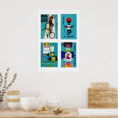 Poster Turquoise Czech Matchbox Labels Grid Print (Cuisine)