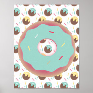 Poster Turquoise d'art mural des trous de beignes