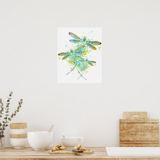 Poster turquoise Dragonfly splatz (Cuisine)