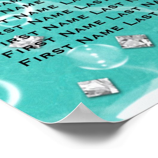 Poster Turquoise Enchanted Sea Starfish Bubbles Table Siè (Coin)