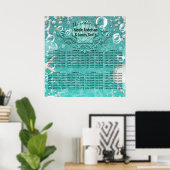 Poster Turquoise Enchanted Sea Starfish Bubbles Table Siè (Bureau à domicile)