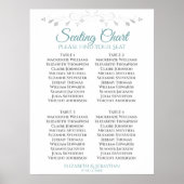 Poster Turquoise et gris Simple Mariage de 4 tables (Devant)