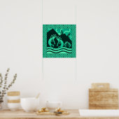 Poster Turquoise Et Noir Kokopelli Southwest Wall Art (Cuisine)