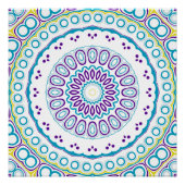 Poster Turquoise et violet Mandala Motif (Devant)