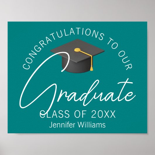 Poster Turquoise Félicitations Grad Custom Grad Grad Grad (Devant)