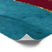 Poster Turquoise Gold Agate Bourgogne Mariage de 12 table (Coin)