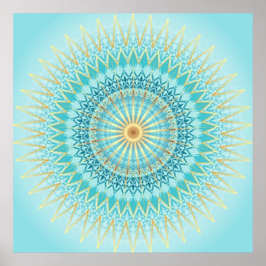 Poster Turquoise Gold Boho Mandala (Devant)