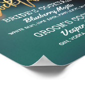 Poster Turquoise Gold Bokeh Light Mariage Signature Menu  (Coin)
