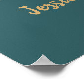 Poster Turquoise Gold String Lights Bokeh Mariage Bienven (Coin)