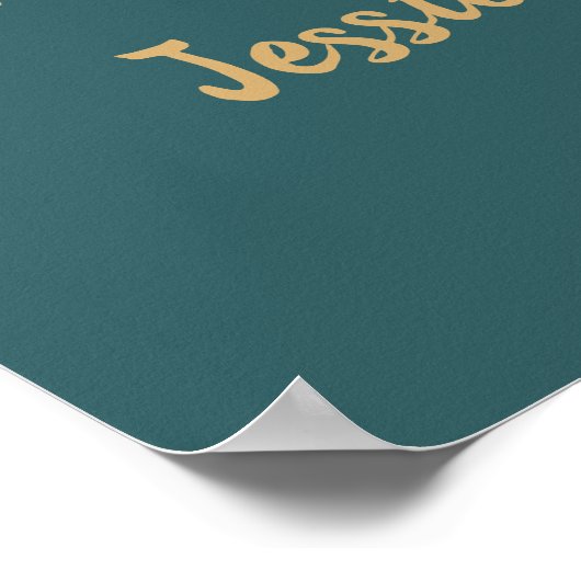 Poster Turquoise Gold String Lights Bokeh Mariage Bienven (Coin)