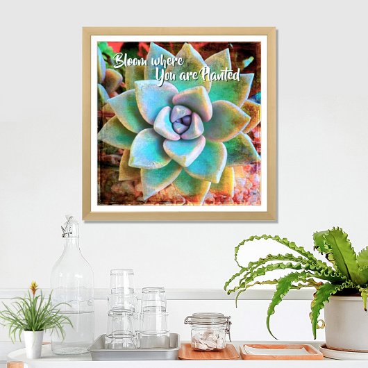 Poster Turquoise Green Cactus Photo Bloom Où Plantation