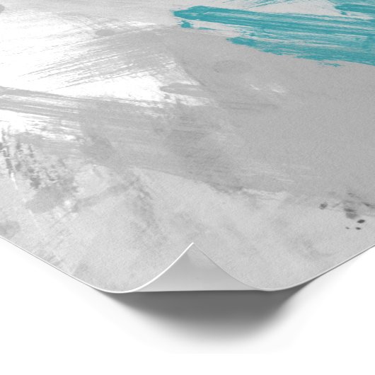 Poster Turquoise Gris Abstrait (Coin)