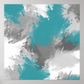 Poster Turquoise Gris Abstrait (Devant)