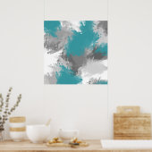 Poster Turquoise Gris Abstrait (Cuisine)
