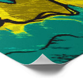 Poster Turquoise jaune moutarde Abstrait (Coin)