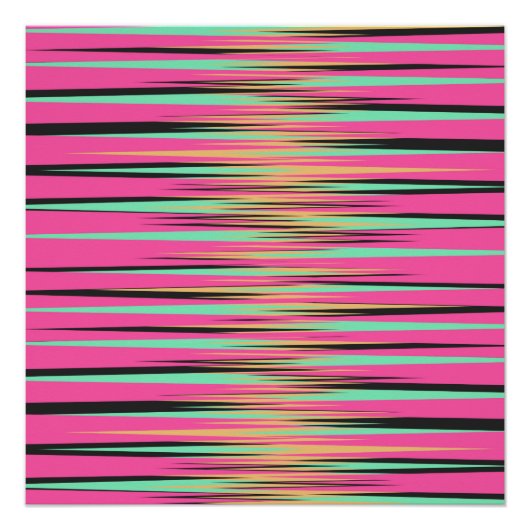 Poster Turquoise, jaune, noir et rose (Devant)