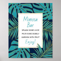 Turquoise, marine tropicale feuille mariage douche