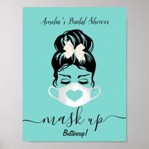 Poster Turquoise Masque Visage Bleu Requis Événements soc