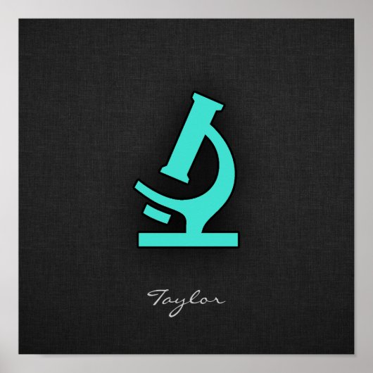 Poster Turquoise ; Microscope bleu vert (Devant)