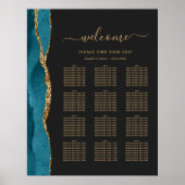 Poster Turquoise Or Agate foncé Mariage 12 tables assise (Devant)