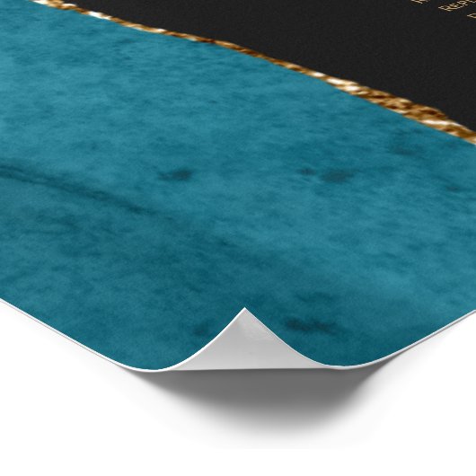 Poster Turquoise Or Agate foncé Mariage 12 tables assise (Coin)