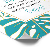 Poster Turquoise, or tropical feuille mariage douche nupt (Coin)
