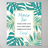 Poster Turquoise, or tropical feuille mariage douche nupt (Devant)