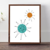 Poster Turquoise Orange Franciscan Starburst milieu du si