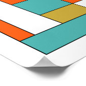 Poster Turquoise Orange Or Bloc De Couleur Milieu De Sièc (Coin)