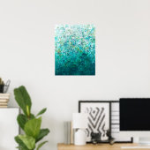 Poster Turquoise peinture ombre Abstraite blanche 16x20 I (Bureau à domicile)