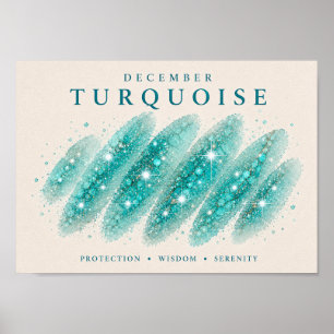 Poster Turquoise Pierre de Naissance Décembre A4