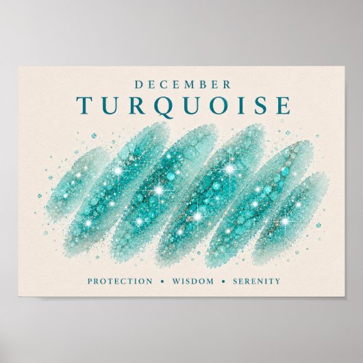 Poster Turquoise Pierre de Naissance Décembre A4 (Devant)