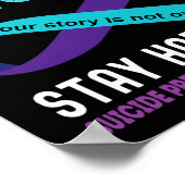 Poster Turquoise Purple Ribbon Support Prévention du suic (Coin)