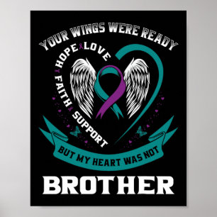 Poster Turquoise Purple Ribbon Wing Sensibilisation au su