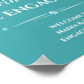 Poster Turquoise Retro Manger Boire Être Engagé Mariage (Coin)