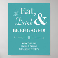 Turquoise Retro Manger Boire Être Engagé Mariage