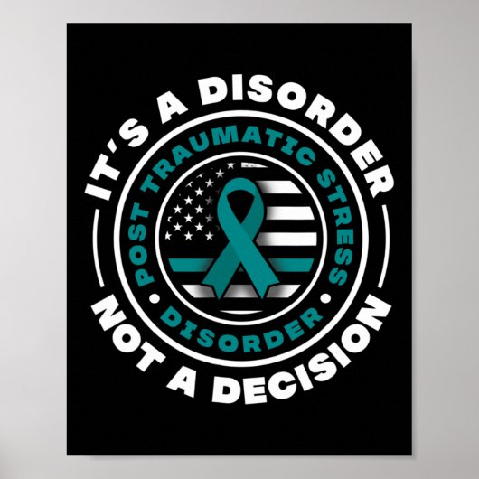 Poster Turquoise Ribbon post stress traumatique Trouble d (Devant)