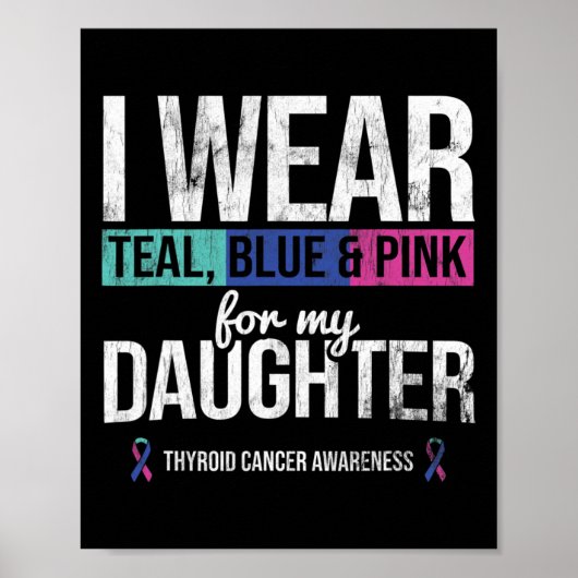 Poster Turquoise Rose Bleu Pour Fille Thyroïde Cancer (Devant)
