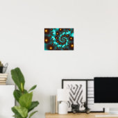 Poster Turquoise Trippy Art Abstrait Fractal (Bureau à domicile)