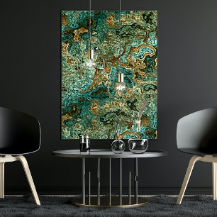 Poster Turquoise Turquoise Or Brown Minéraux Marbre Motif