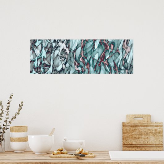 Poster Turquoise Vert Jaune Orange Or Rouge Art Abstrait (Cuisine)