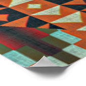 Poster Turquoise Vert Orange Rouge Ethnic Tribal Mosaic (Coin)