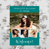 Poster Turquoise vert photo collage anniversaire fête bie