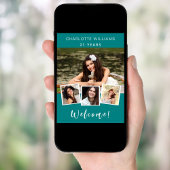 Poster Turquoise vert photo collage anniversaire fête bie