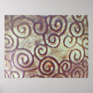 Poster TURQUOISE vintage/MÉTAL BROWN