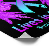 Poster Turquoise Violet Ruban Angle de l'aile Suicide Me  (Coin)