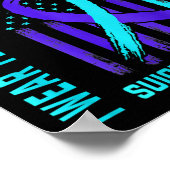 Poster Turquoise Violet Ruban Indicateur de sensibilisati (Coin)