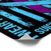 Poster Turquoise Violet Ruban Suicide Sensibilisation Ind (Coin)