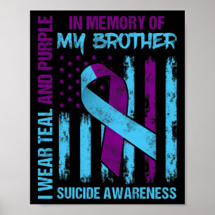 Poster Turquoise Violet Ruban Suicide Sensibilisation Ind